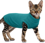 PUMYPOREITY Fleece Sphynx Cat Clothes, Warm Thick Cat Sweater, Soft Winter Coat for Hairless Cats, Cold Weather Pet Sweater for Dogs and Cats, Blue, XL