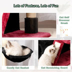 Cat Tree for Indoor Cats Large Adult, Heavy Duty Cat Tower for Big Cats, Cat Tree House with Self Groomer Brush, Big Padded Top Perch, Scratching Post, Hammock, Black and red GCT011MU