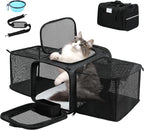 Pet Dog Cat Carrier Soft, Airline Approved Dog Carriers for Small Dogs, Washable Pet Carrier, Large Cat Travel Carriers, Portable TSA Carrier in Cabin, Soft Pet Bag Carrier for Puppy (Black)