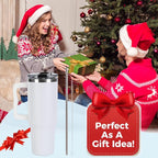 40 oz Tumbler with Handle and Straw Lid Insulated Cup Stainless Steel Water Bottle Travel Mug Cupholder Use Gifts for Women Men Kids Trek Collection White