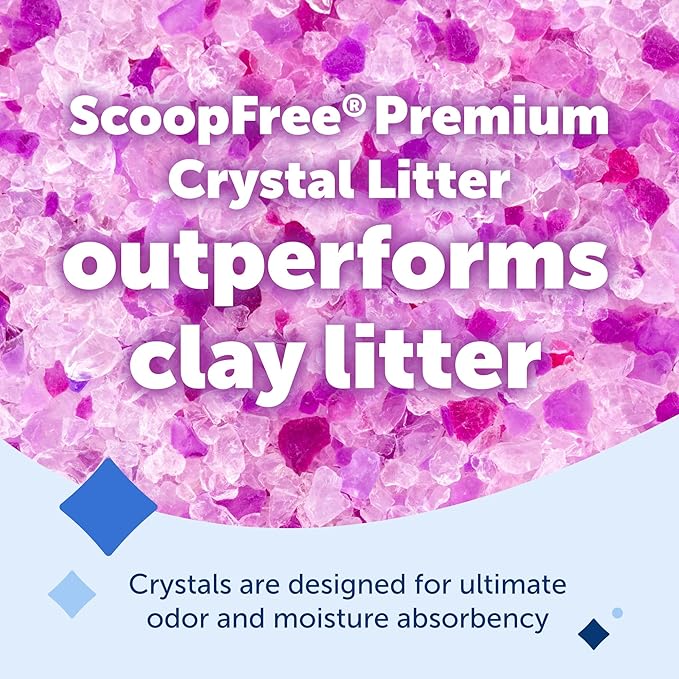 PetSafe ScoopFree Premium Crystal Cat Litter - Ultra-Absorbent Silica Universal Litterbox Crystals - Non-Clumping Odor Control - Lavender Scent - 8 lb Bag - 3 Pack