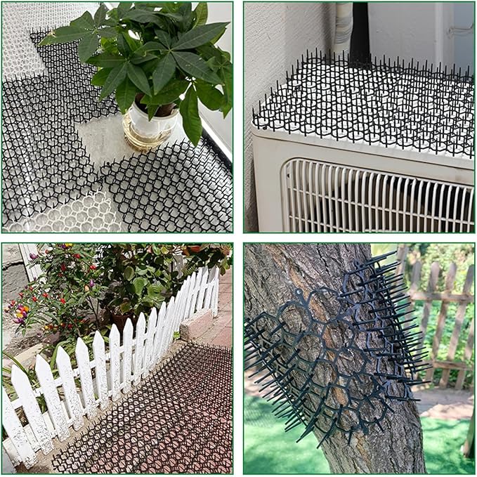 10 Pack Cat Scat Mat – 16.93 x 13.78 Inch Flexible Plastic Spike Mats, Cat Deterrent Pad for Indoor Outdoor Furniture & Garden Use, Keep Cats Out of Yard ﻿ (Black)