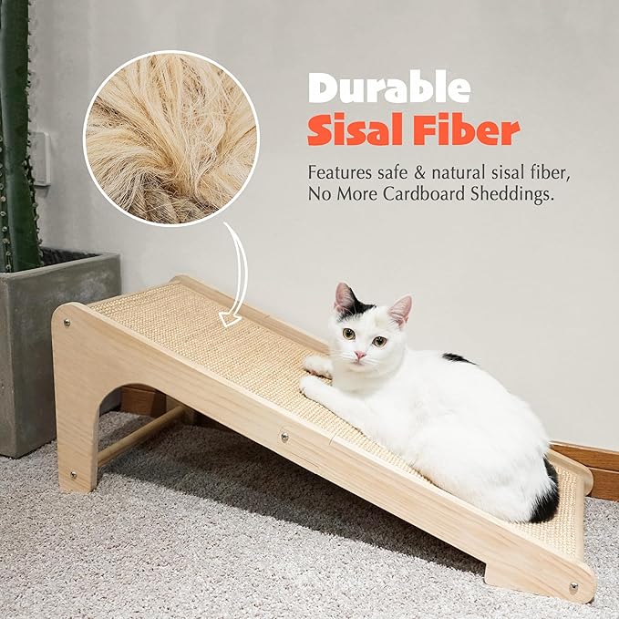 PETKARAY Cat Scratcher, Cat Sisal Scratching Ramp, L Shape Cat Scratch Pad for Indoor Cats, Wall Furniture Protector with Catnip Large