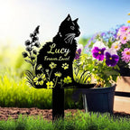 Custom Cat Memorial Grave Marker Stake Personalized Cat Memorial Garden Stake Pet Loss Sympathy Gift Outdoor Memorial Engraved Sign Cat Headstones Metal Sign Pet Plaque Yard Stake