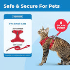 Voyager Escape-Proof Step-in Lock Cat Harness & 5ft Neoprene-Handle Leash Set All-Weather Mesh with Reflective Stitching for Small to Large Cats by Best Pet Supplies, Red (327), XS