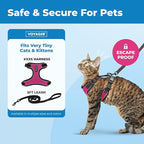Voyager Escape-Proof Step-in Lock Cat Harness & 5ft Neoprene-Handle Leash Set All-Weather Mesh with Reflective Stitching for Small to Large Cats by Best Pet Supplies, Black Trim-Fuchsia (327), XXXS