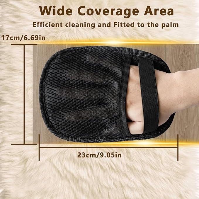 Pet Hair Removal Glove, Reusable Washable Pet Hair Remover for Cats Dogs, Electrostatic Cat Grooming Gloves for Pet Hair, Efficient Dog Hair Remover for Couch,Furniture,Clothes (Black)