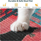 3-in-1 Sisal Cat Scratcher Mat 23.6x15.7 – Durable Scratch Rug Use for Floor & Wall with Adhesive Tape, Protects Couch, Carpet & Furniture, Anti-Slip, Pet-Safe for Indoor/Outdoor Cats, Pink Romance
