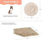 Best Friends by Sheri Bundle Set The Original Calming Shag Donut Cuddler Cat and Dog Bed + Pet Throw Blanket Taupe Extra Medium 30" x 30"