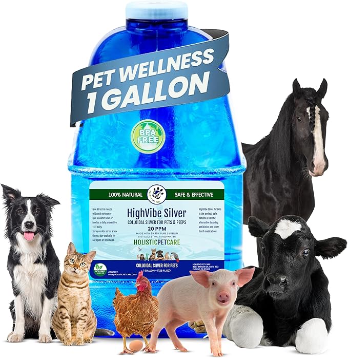 Holistic Pet Care - Colloidal Silver for Dogs, Cats, Horses & Birds - 20 PPM Effective Wound Care, Hot Spot Treatment, Skin Relief & Immune Support - All-Natural Pet Colloidal Silver (1 Gallon)