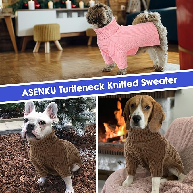 ASENKU Extra-Large Dog Sweater, Dog Sweaters for Extra Large Dogs, Pet Sweatshirt Apparel Turtleneck Pullover Winter for Doberman, Great Dane (Coffee, 4XL)