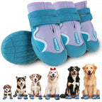 Dog Shoes for Large Small Medium Dogs,Dog Booties for Indoor Hardfloors Anti-Slip,Reflective Strip Waterproof Dog Boots & Paw Protectors for Outdoor Walking Hot Pavement,Winter Snow (Purple-4)