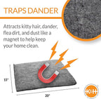 K&H Pet Products Amazin Kitty Pad Heated, Indoor Heated Cat Bed Traps Cat Hair and Dander, Washable Cat Mat, Gray 15 X 20 Inches, Heated 1-Pack