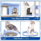 Globlazer Heavy Duty Cat Trees for Large Cats, Sturdy 72in Maine Coon Cat Tree for Large Cats 20 lbs+ Heavy Duty Cat Tower for Adult Biggest Cat with 6 Scratching Posts, Hammock, S72, Ocean Blue