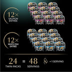 Sheba Gravy Indulgence Adult Wet Cat Food Salmon Entree and Whitefish Entree in Extra Gravy Variety Pack, 2.6 oz. Twin-Pack Trays, (12 Count, 24 Servings) (Pack of 2)