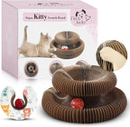 Fin & Jacky Magic Organ Cat Scratcher Board Toy, Upgraded Magnets & Durable High-Density Cardboard for Stability, Eco-Friendly, Kitty Kurlz Round Cat Scratcher, Interactive Indoor Playboard