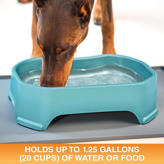Neater Pet Brands Large Water Bowl for Dogs, Outdoor Dog Water Bowl (1.25 Gallon Extra-Large Capacity), Big Trough Style Food Dish for Indoors or Outside, No Spill Large Dog Bowls, Aquamarine