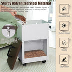 Outdoor Automatic Dog Feeder Large Breed 28 Lbs Capacity, Galvanized Metal Self Feeding Dog Food Dispenser with Clear Door, Gravity Pet Feeder Wall Mountable, Easy to Move with Wheels