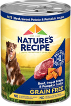 Nature's Recipe Grain Free Beef, Sweet Potato, and Pumpkin Recipe Wet Dog Food, 13 oz. Can, 12 Count