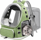 Breathable Cat Bubble Backpack Large Space Pet Carrier Backpack Expandable for Kitty Dog, Foldable Airline Approved Cat Backpack, Transparent PetTravel Backpack Up to 20 lbs (Green) (Green)