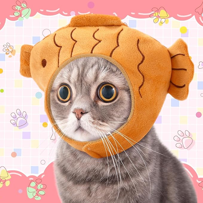 Weewooday 5 Pcs Cat Adorable Costume Pig Chick Goose Watermelon Taiyaki Fish Cat Hat for Pets and Small Dogs Kitten Puppy Party Costume Accessory Headwear
