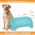 Neater Pet Brands Large Water Bowl for Dogs, Outdoor Dog Water Bowl (1.25 Gallon Extra-Large Capacity), Big Trough Style Food Dish for Indoors or Outside, No Spill Large Dog Bowls, Aquamarine