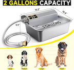 Automatic Dog Water Dispenser, 2 Gallons 304 Stainless Steel Large Dog Water Bowl Dispenser for Indoor/Outdoor, Pet & Livestock Water Feeder, Auto Fill, Fits GHT 3/4" Faucet, Easy to Clean