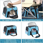 Cat Carrier Dog Carrier Pet Carriers for Medium Small Cats Dogs Puppies up to 15 Lbs,TSA Airline Approved Small Dog Cat Carriers Soft Sided,Collapsible Travel Puppy Carrier (Blue, Medium)