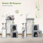 Globlazer F50 Cat Tower for Indoor Cats, 50-inch Heavy Duty Cat Tree for Big Cats, Cat Tree House with Extra-Large Padded Platform, Sisal Scratching Board, 2 Large Condos, Cloud Grey