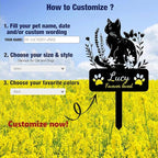 Custom Cat Memorial Grave Marker Stake Personalized Cat Memorial Garden Stake Pet Loss Sympathy Gift Outdoor Memorial Engraved Sign Cat Headstones Metal Sign Pet Plaque Yard Stake