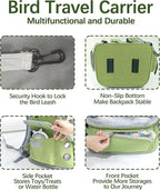 Bird Backpack Carrier Travel Cage with Perch, Tray &Food Cups for African Greys, Conures Parakeet Cockatiel Budgie,Small Animal Pet Carrier Bag for Vet Hiking Camping