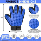 Upgrade Pet Grooming Gloves, Grooming Gloves for Dogs, Cats, Rabbits & Horses with Long and Short Hair, Efficient Pets Hair Remover Mittens - 1 Pair (Blue)