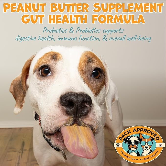 Dog Peanut Butter - with Prebiotic and Probiotic for Dogs to Boost Gut Health - Supports Digestive Support and Immune Support - Peanut Butter Treats - Gut Health (8.46oz)