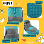 Hcpet Dog Shoes for Large Dogs, Breathable Dog Booties for Small Medium Dogs, Anti-Slip Dog Boots & Paw Protectors for Hot Pavement Winter Snow Hiking with Reflective Straps Blue Size 7