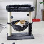 24-inch Cat Tree for Indoor Cats & Kittens – Multi-Level Cat Tower with Hammock & Scratching Post – Sturdy Perch for Large Cats – Space-Saving Small Cat Bed (Dark Gray)