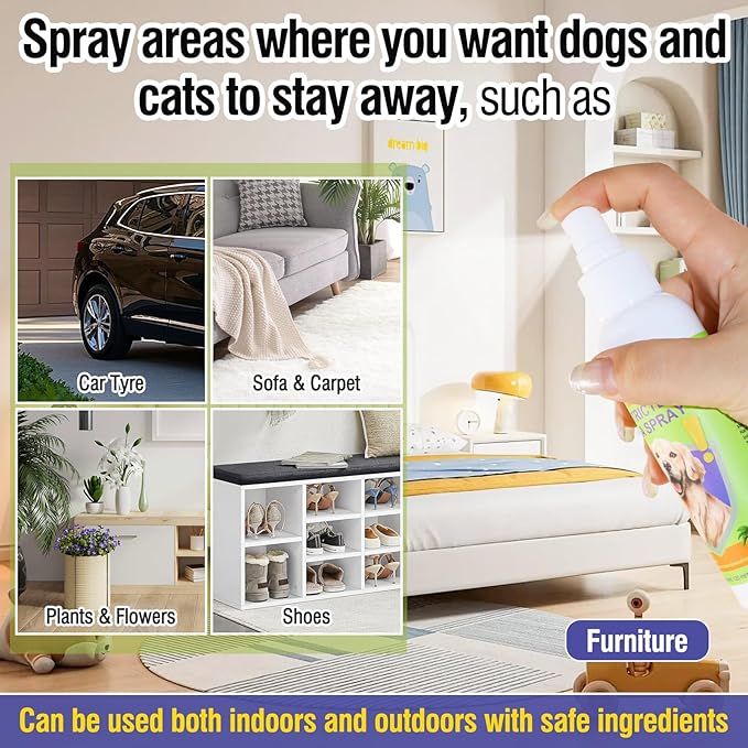 Urine Deterrent Spray for Cats & Dogs - Protect Furniture, Shoes & Yards from Peeing Deterrent Spray, Safe & Effective Training Aid, Non-Toxic and Stain-Free (4oz/120ml)