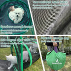3-in-1 Outdoor Cat Enclosure, Portable Catio for Outside, Outdoor Cat Tent with 2 Tents and 1 Straight Tunnel, Green Enclosed Playpen for Kitty and Other Small Animals, Support Expansion