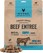 Vital Essentials Freeze-Dried Raw Beef Meal or Mixer Dog Food Soft Nibs | 98% Beef, Organs & Bone | 14 oz