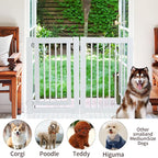 Wooden Freestanding Pet Gate, Pet Gate for Dogs, 29.5inch 4-Panel Wooden Dog Fence with 2 Support, Feet Folding Dog Gate for Indoor, Doorway, Stairs, Kitchen, 81.5“L×30”H (White)