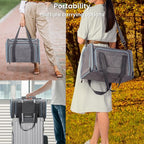 Petsfit Expandable Cat Carrier for 2 Cats Small Dog Carriers, Soft-Sided Portable Washable Pet Travel Carrier with Two Extension for Kittens, Puppies, Rabbits, 19 x 12x 12 inches, Light Grey