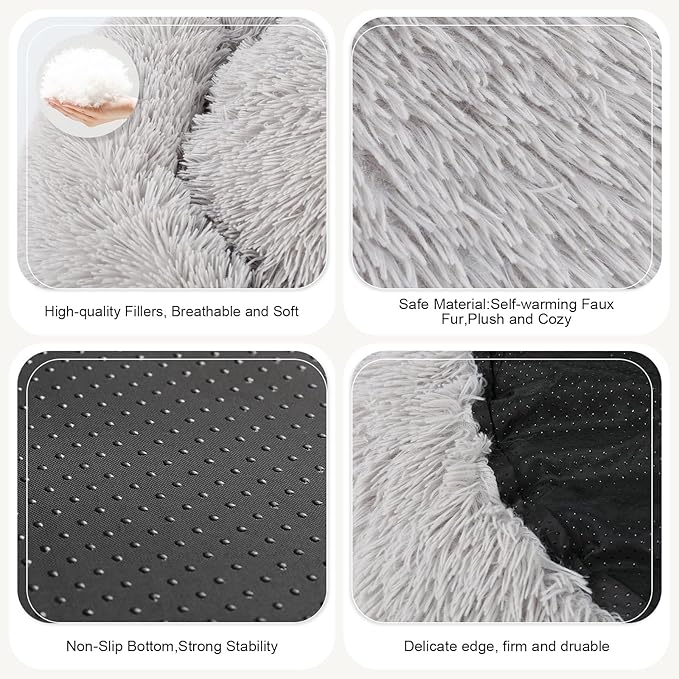 DogBaby Dog Bed, Anti-Anxiety Donut Cuddler Warming Cozy Soft Round Bed, Fluffy Calming Dog Beds for Small Dogs Cats, Washable Pet Bed