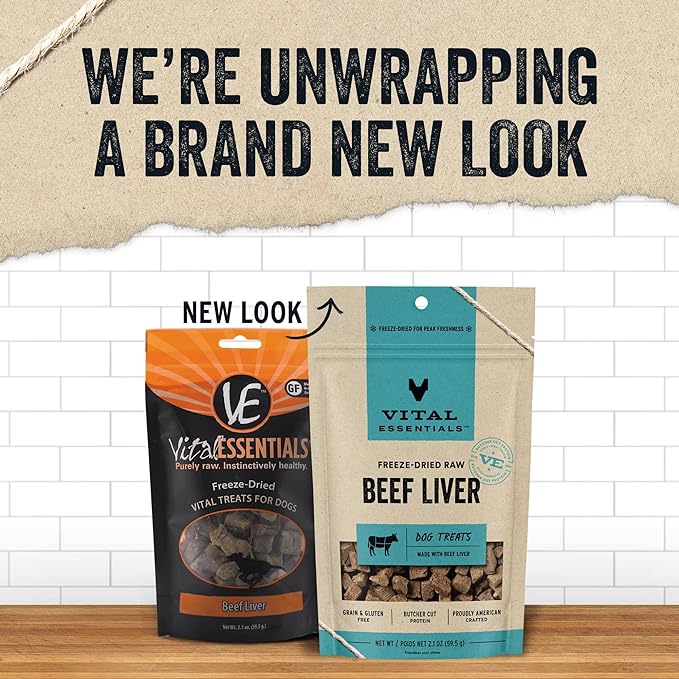 Vital Essentials Beef Liver Dog Treats, 2.1 oz | Freeze-Dried Raw | Single Ingredient | Premium Quality High Protein Training Treats | Grain Free, Gluten Free, Filler Free