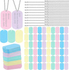 Yinkin 200 Pcs Personalized Military Dog Tags Set Including 100 Pcs Aluminum Blank Dog Tags for Engraving 100 Ball Steel Chain Rectangle Metal Blank Stamping Label for DIY Craft(Pastel)
