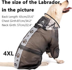 Olsa Dog Raincoat, Dog Hooded Slicker Poncho, 4 Legs Rain Jacket with Reflective Stripe, Transparent Water Proof Resistant Rain Snow Clothes for Small Medium Large (Black, 2XL)
