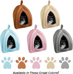 Cat House - Indoor Bed with Removable Foam Cushion - Pet Tent for Puppies, Rabbits, Guinea Pigs, Hedgehogs, and Other Small Animals by PETMAKER (Tan)