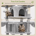 Globlazer Big Cat Tower for Indoor Cats, 80inch Cat Tower for Multiple Adult Cats XXL Cat Tree with Scratching Post, Hammock, 3 Perches, 2 Condos, 2 Hanging Basket, F80, Light Grey