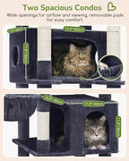 Globlazer Heavy Duty Cat Tree, 74in Sturdy Cat Tower for Large Cats Adult, Big Cat Tree with 5 Sisal Scratching Posts, 2 Padded Condos, 2 Dual-Ear Hanging Baskets, Enlarged Top Perch, S74, Dark Grey
