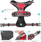 HEELE Dog Harness Medium No Pull Vest Harness Adjustable Reflective and Durable for Outdoor Training, Red, M