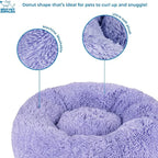 Best Pet Supplies Round Donut Dog Bed with Plush Faux Fur Fabric, Calming, Anti-Anxiety Cushion for Indoor Pets, Slip-Resistant Base, Soft Ergonomic Support - Lavender, 30x30x8''
