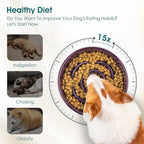 vancasso Slow Feeder Dog Bowl, 1.5 Cups Ceramic Slow Feeder for Medium Breed, Puzzle Maze Food Dog Bowl for Fast Eater, Dark Purple